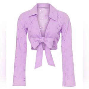 ASHLEY PARK  Purple Eyelet Top Long sleeves Tie closure Size 4